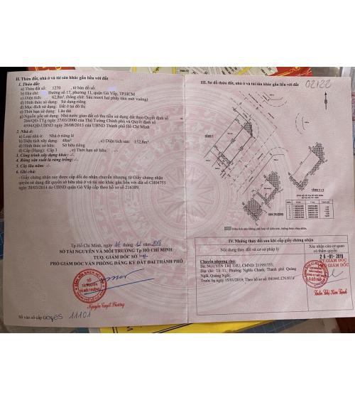 NHÀ CẦN BÁN - Q. GÓ VẤP