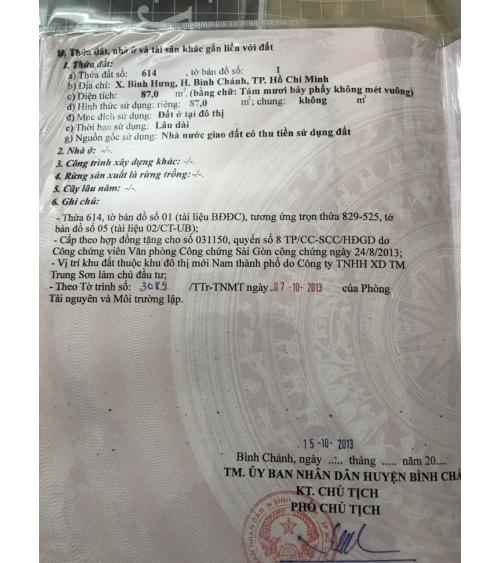 ĐẤT CẦN BÁN - H. BÌNH CHÁNH