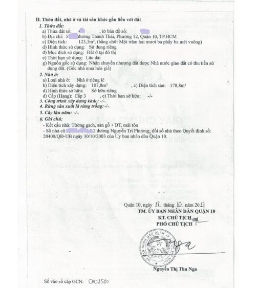 NHÀ CẦN BÁN - QUẬN 10