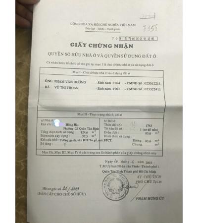 NHÀ CẦN BÁN - Q.TÂN BÌNH