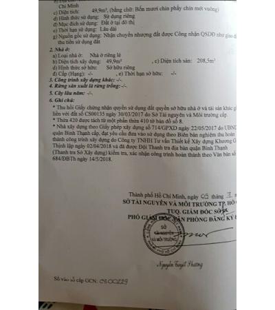 NHÀ CẦN BÁN - Q. B.THẠNH