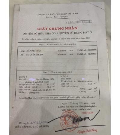 NHÀ CẦN BÁN - Q. B.THẠNH