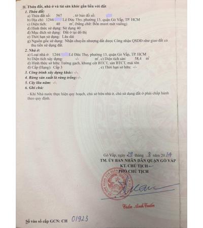 NHÀ CẦN BÁN - Q. GÓ VẤP