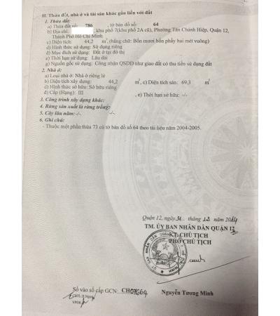 NHÀ CẦN BÁN - QUẬN 12