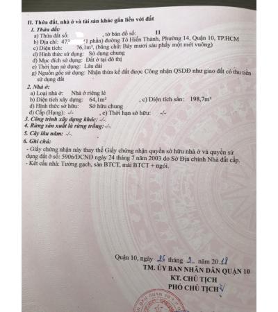 NHÀ CẦN BÁN - QUẬN 10