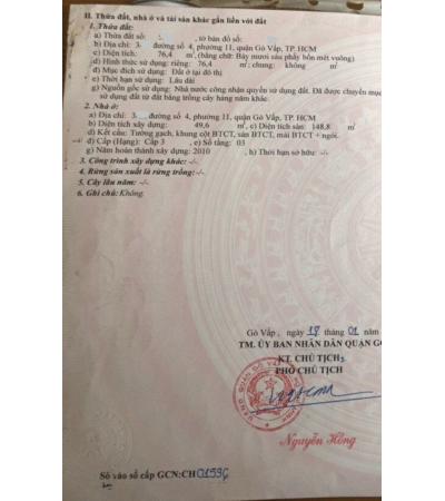NHÀ CẦN BÁN - Q. GÓ VẤP