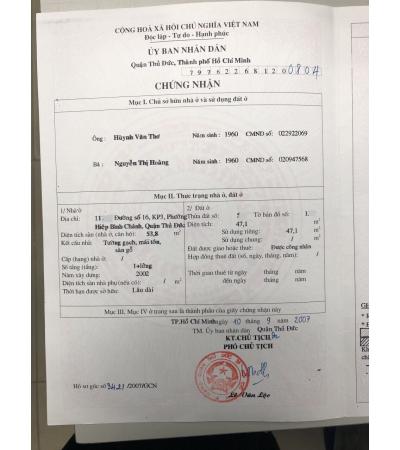 NHÀ CẦN BÁN - Q. THỦ ĐÚC