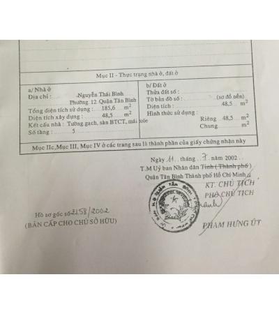 NHÀ CẦN BÁN - Q. TÂN BÌNH