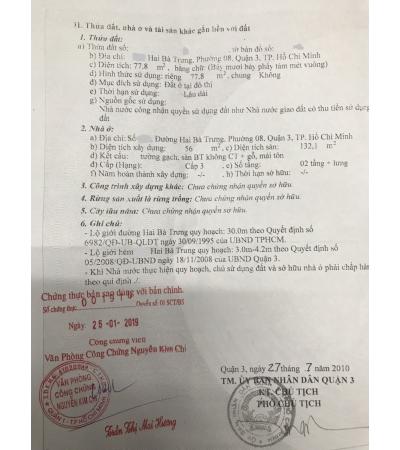 NHÀ CẦN BÁN - QUẬN 3