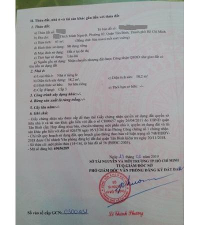 NHÀ CẦN BÁN - Q. TÂN BÌNH