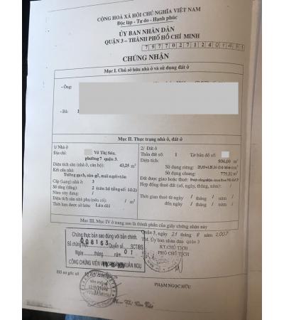 NHÀ CẦN BÁN - QUẬN 3