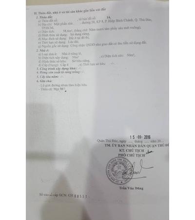 NHÀ CẦN BÁN - Q. THỦ ĐÚC