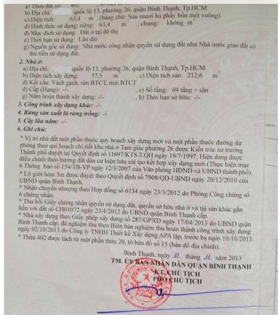 NHÀ CẦN BÁN - Q. B.THẠNH