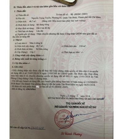 NHÀ CẦN BÁN - Q. T BÌNH