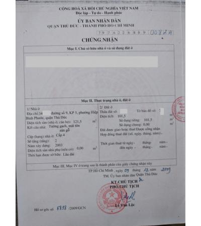 NHÀ CẦN BÁN - Q. THỦ ĐÚC