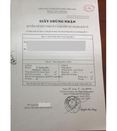 NHÀ CẦN BÁN - QUẬN 10