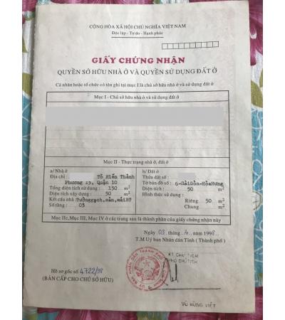 NHÀ CẦN BÁN - QUẬN 10