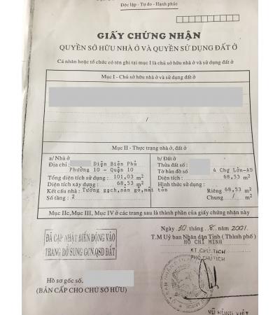 NHÀ CẦN BÁN - QUẬN 10