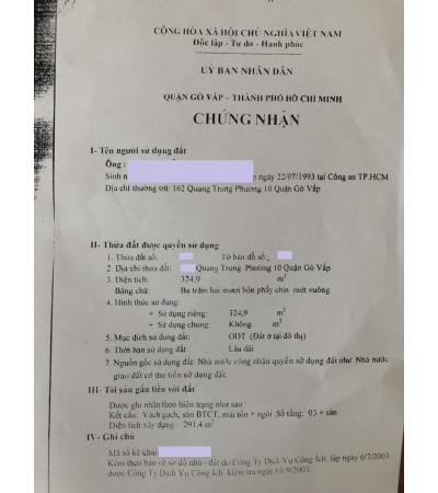 NHÀ CẦN BÁN - Q. GÒ VẤP